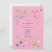 レトロピンク春の結婚式招待状 招待状 (正面)
