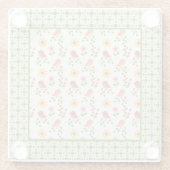 レトロピンク春鳥パネル ガラスコースター (裏面)