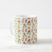 レトロピンク春鳥パネル コーヒーマグカップ (正面左)