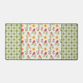 レトロピンク春鳥パネル デスクマット (正面)