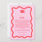 レトロピンク曲線の波状写真のグラデーション サンキューカード (正面)