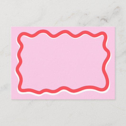 レトロピンク曲線スクイグルウェーブアドバイス目盛り エンクロージャーカード (裏面)