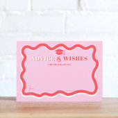 レトロピンク曲線スクイグルウェーブアドバイス目盛り エンクロージャーカード