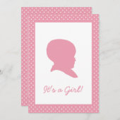 レトロピンク水玉模様ベビー発表 招待状 (正面/裏面)