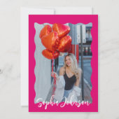 レトロピンク波曲線モダン30th誕生日パーティー 招待状 (裏面)