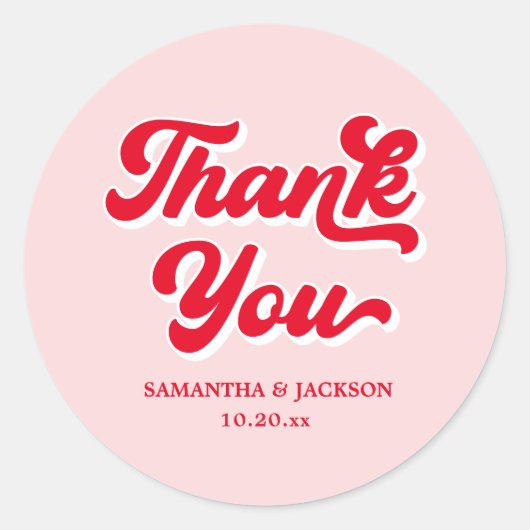 レトロピンク結婚と赤 ラウンドシール (正面)