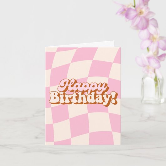 レトロピンク誕生日カード カード (蘭)