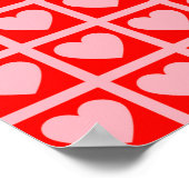 レトロピンク赤いハートチェックY2Kパターン ポスター (角)