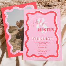 レトロピンク赤い曲線波状結婚の写真