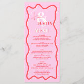 レトロピンク赤い曲線波状結婚波形 メニュー (正面)