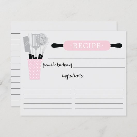 レトロピンク転がピンキッチンツールレシピカード (正面/裏面)