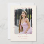 レトロピンク30応援から30フォト誕生日 招待状 (裏面)