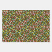 レトロピンク&アクアフローララッピング紙フラットシート ラッピングペーパーシート (正面2)