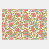レトロピンク&アクアフローララッピング紙フラットシート ラッピングペーパーシート (正面)