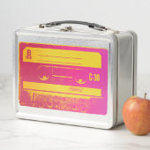 レトロピンク&イエローカセットテープ メタルランチボックス (インサイチュ)