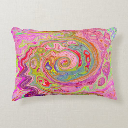 レトロピンク、イエロー、マゼンタの抽象芸術Groovy Art アクセントクッション (正面)