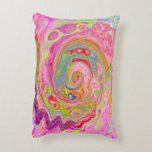 レトロピンク、イエロー、マゼンタの抽象芸術Groovy Art アクセントクッション (裏面(縦))
