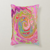 レトロピンク、イエロー、マゼンタの抽象芸術Groovy Art アクセントクッション (正面(垂直))