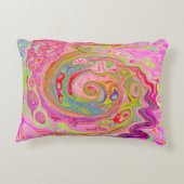 レトロピンク、イエロー、マゼンタの抽象芸術Groovy Art アクセントクッション (裏面)