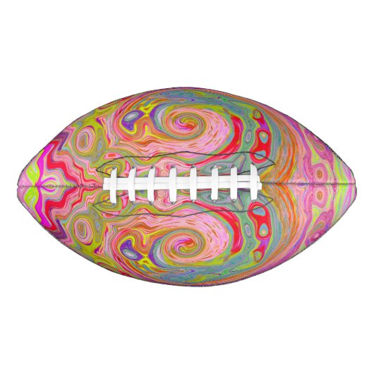 レトロピンク、イエロー、マゼンタの抽象芸術Groovy Art アメリカンフットボール (正面)