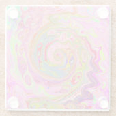 レトロピンク、イエロー、マゼンタの抽象芸術Groovy Art ガラスコースター (裏面)