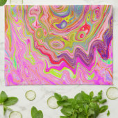 レトロピンク、イエロー、マゼンタの抽象芸術Groovy Art キッチンタオル (折り畳み)