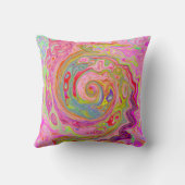 レトロピンク、イエロー、マゼンタの抽象芸術Groovy Art クッション (裏面)