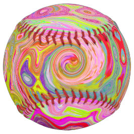 レトロピンク、イエロー、マゼンタの抽象芸術Groovy Art ソフトボール