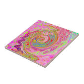 レトロピンク、イエロー、マゼンタの抽象芸術Groovy Art タイル (側面)