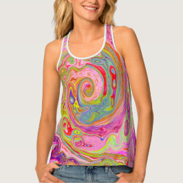 レトロピンク、イエロー、マゼンタの抽象芸術Groovy Art タンクトップ