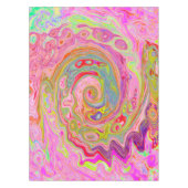 レトロピンク、イエロー、マゼンタの抽象芸術Groovy Art テーブルクロス (正面)