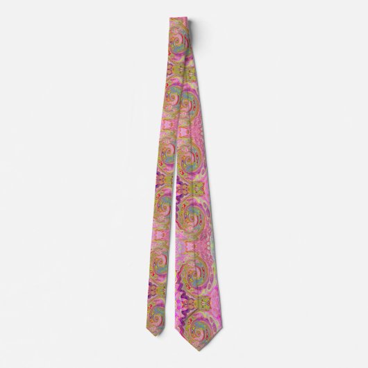 レトロピンク、イエロー、マゼンタの抽象芸術Groovy Art ネクタイ (裏面)
