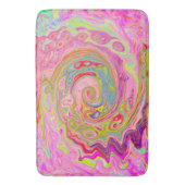 レトロピンク、イエロー、マゼンタの抽象芸術Groovy Art バスマット (正面縦)