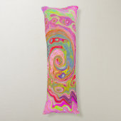 レトロピンク、イエロー、マゼンタの抽象芸術Groovy Art ボディピロー (正面縦)