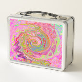 レトロピンク、イエロー、マゼンタの抽象芸術Groovy Art メタルランチボックス (裏面)