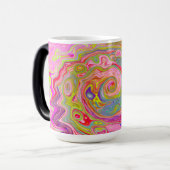 レトロピンク、イエロー、マゼンタの抽象芸術Groovy Art モーフィングマグカップ (正面左)