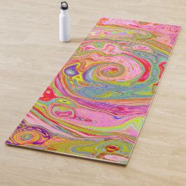 レトロピンク、イエロー、マゼンタの抽象芸術Groovy Art ヨガマット