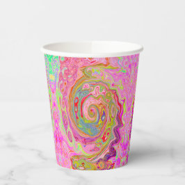 レトロピンク、イエロー、マゼンタの抽象芸術Groovy Art 紙コップ