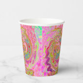 レトロピンク、イエロー、マゼンタの抽象芸術Groovy Art 紙コップ (右)