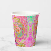 レトロピンク、イエロー、マゼンタの抽象芸術Groovy Art 紙コップ (正面)
