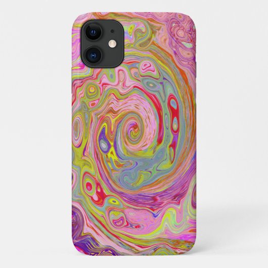 レトロピンク、イエロー、マゼンタの抽象芸術Groovy Art Case-Mate iPhoneケース (裏面)