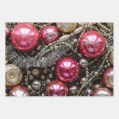 レトロピンク&シルバーオーナメント ラッピングペーパーシート (正面2)