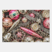 レトロピンク&シルバーオーナメント ラッピングペーパーシート (正面)