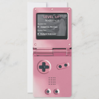 レトロピンク ハンドヘルドゲーム機 ウェディングインビテーション 招待状