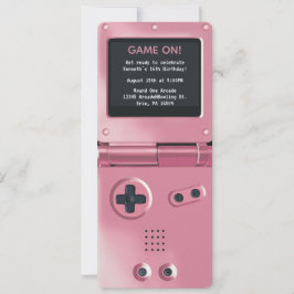 レトロピンク ハンドヘルドゲーム バースデー招待状 招待状