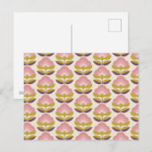 レトロピンク&パープルフローラルパターン シーズンポストカード (正面/裏面)