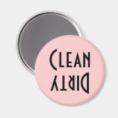 レトロピンク&ブラッククリーン/ダーティ食洗機マグネット マグネット (正面/裏面)