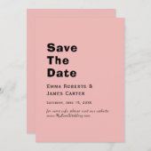 レトロピンク&ブラック日付カードを保存 セーブザデート (正面/裏面)