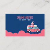 レトロピンク&ブルーアイスクリームトラックinモーション 名刺 (正面)