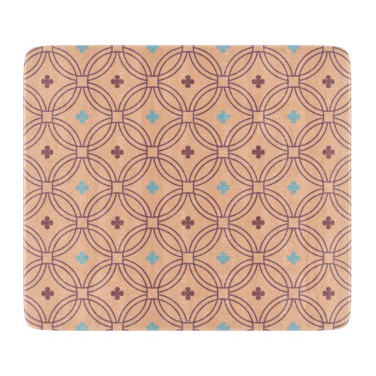 レトロピンク&ブルー連動幾何学模様 カッティングボード (正面)